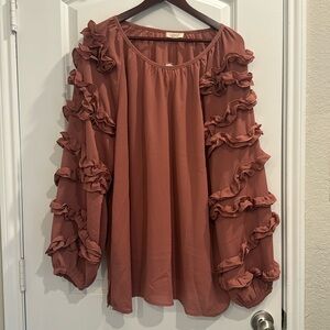 Women’s Blouse with Long Ruffle Sleeves